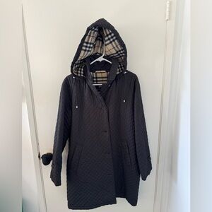 Burberry Black Quilted Hooded Jacket